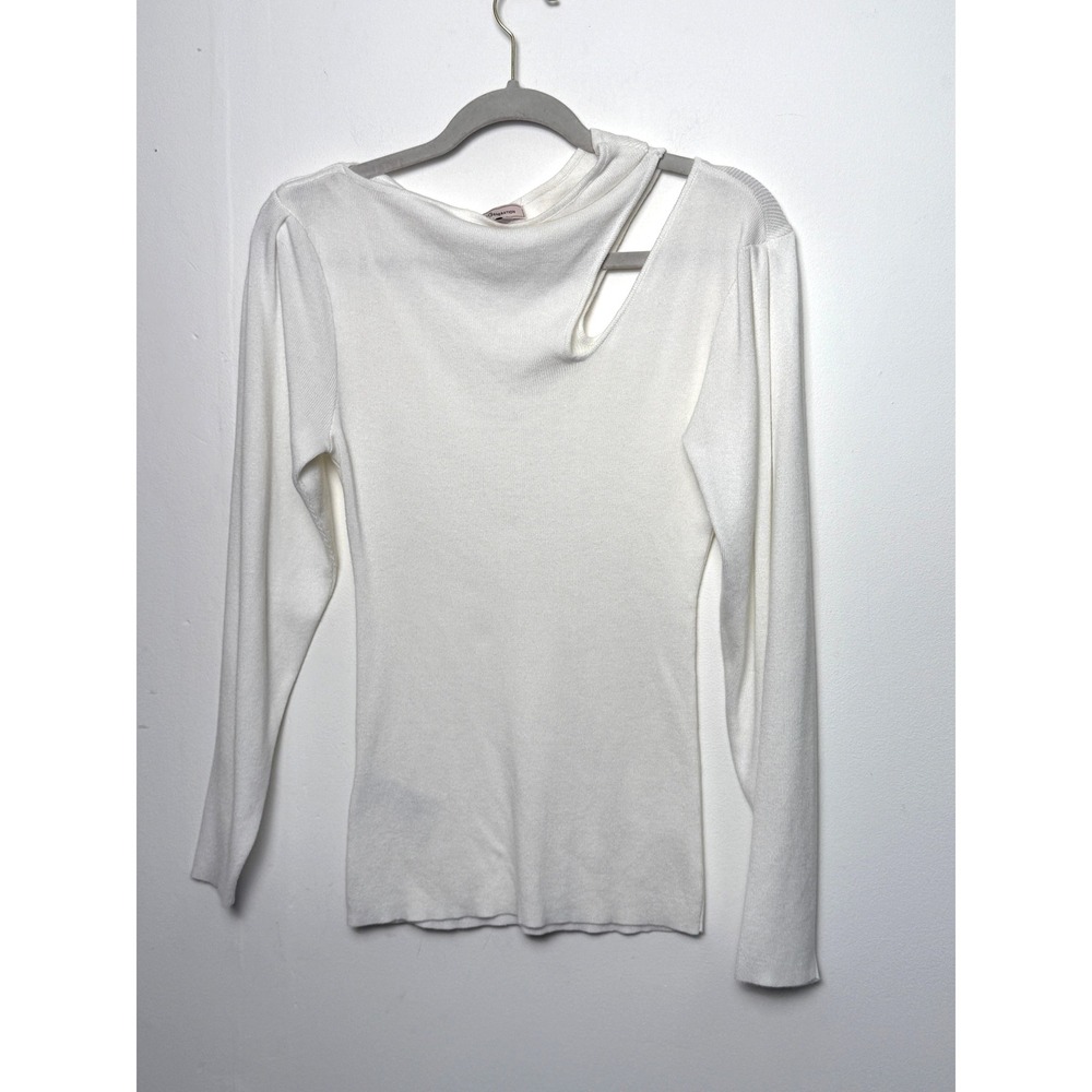 BCBG Generation‎ Womens White Cutout Neck Long Sleeve Sweater Top Size M